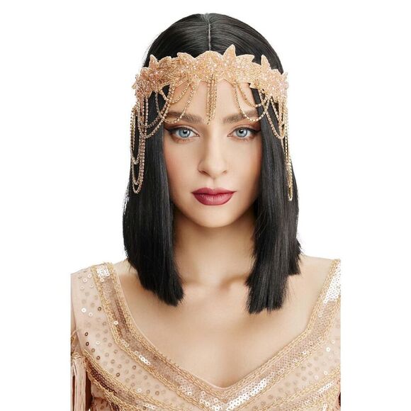 NWT 1920s Beaded Rhinestone Headband Flapper Gatsby - Picture 4 of 8